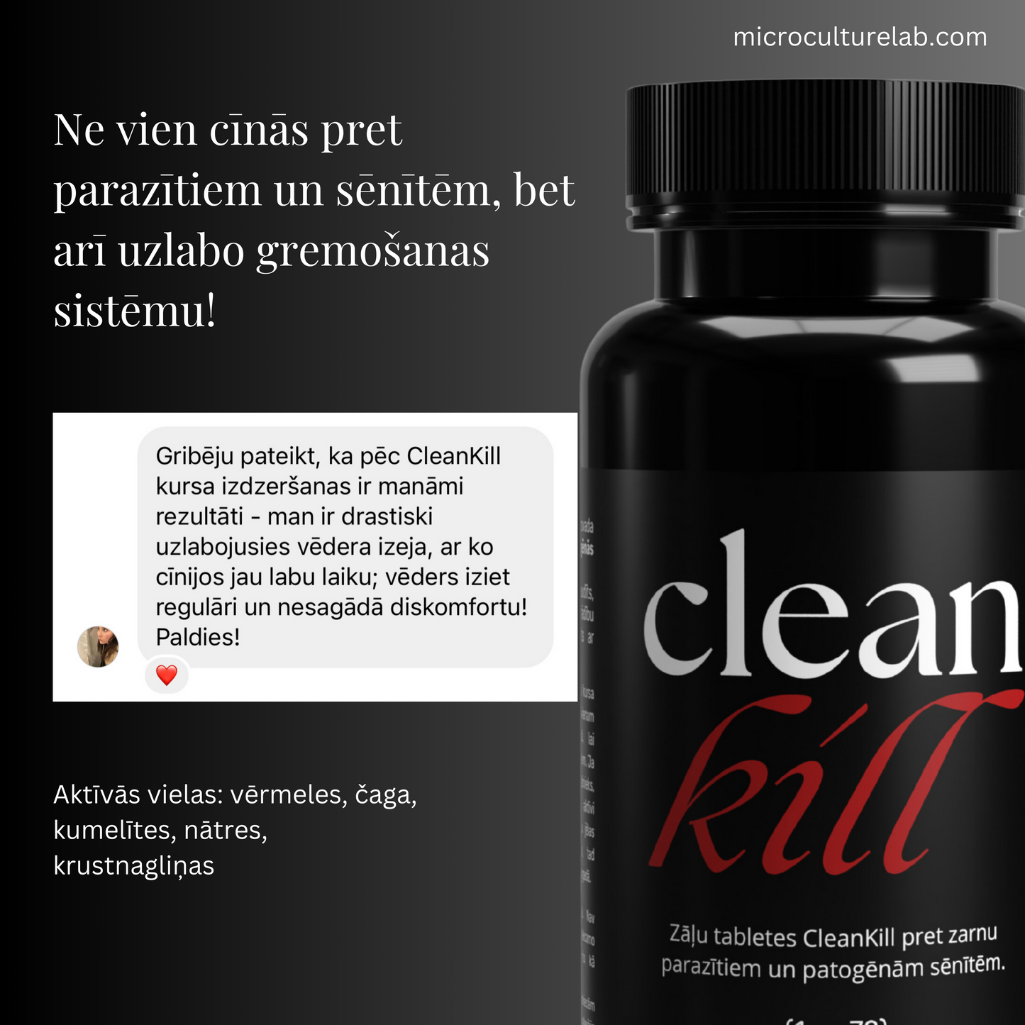 Clean Kill – dabiskas zāļu tabletes, pret sēnītēm un baktērijām, gremošanas sistēmai